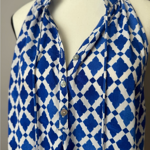 Mud Pie blue/cobalt and white flowy sleeveless blouse size small - Picture 9 of 11